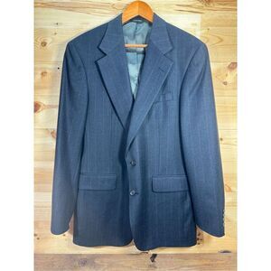 Chaps Ralph Lauren Vintage Men's Size 42 100% Virgin Wool Gray Striped Two Butto
